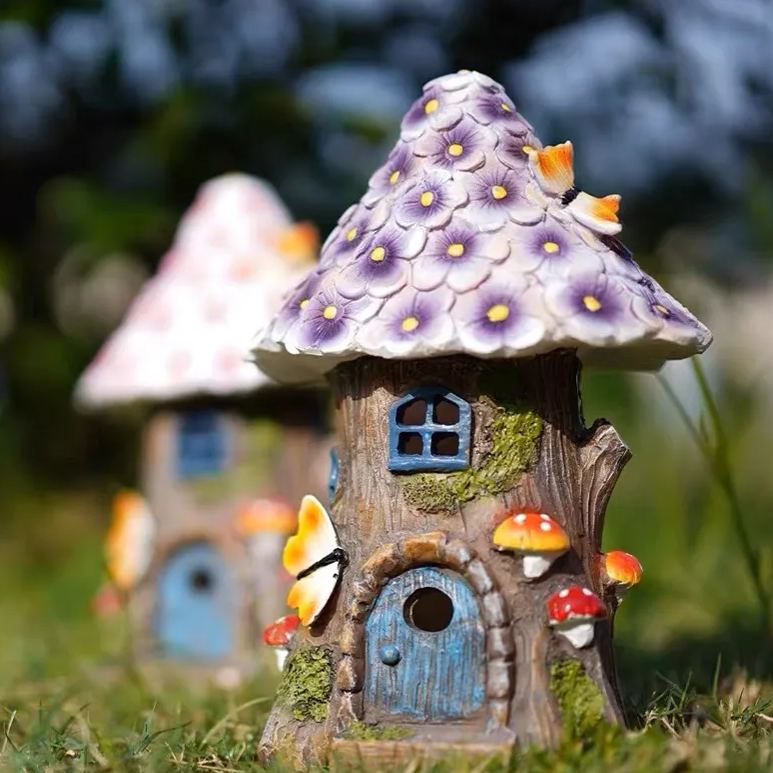 🧚‍Solar Resin Fairy Flower House Lamp Courtyard Decoration💖