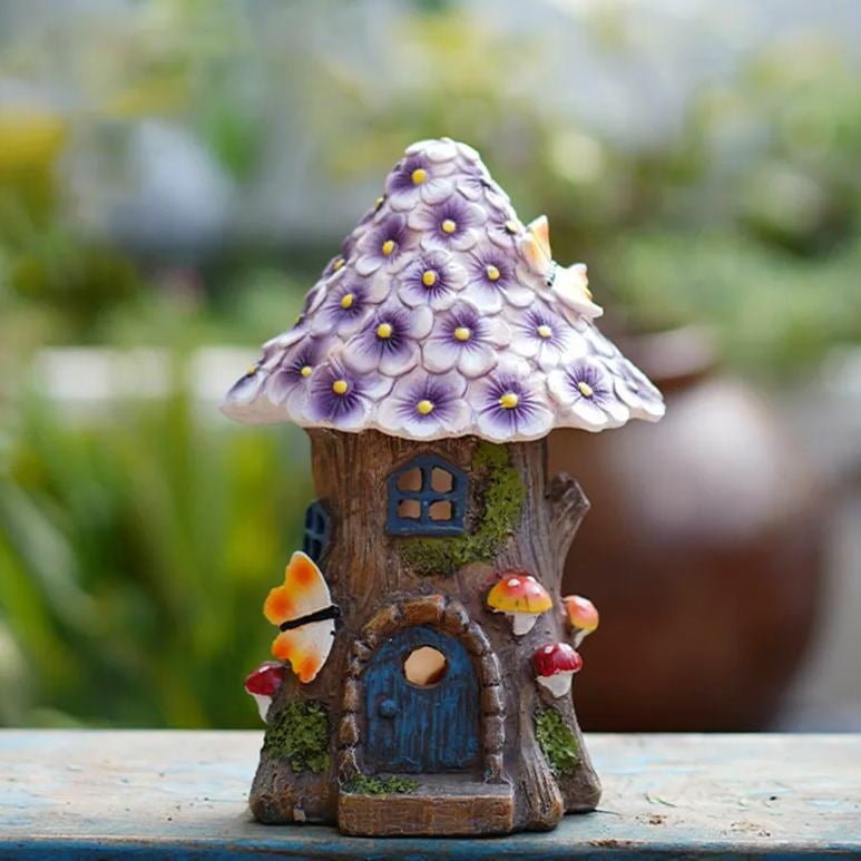 🧚‍Solar Resin Fairy Flower House Lamp Courtyard Decoration💖