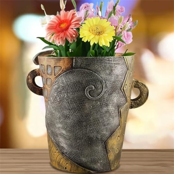 😍 Handmade Picassoo Antique Bronze Abstract Beauty Face Flower Pot