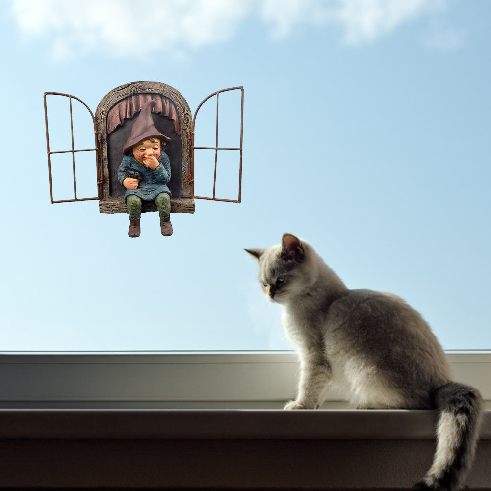 3D Dwarf Statue Outdoor Garden Gnome Resin Doll Figurines Courtyard Craft