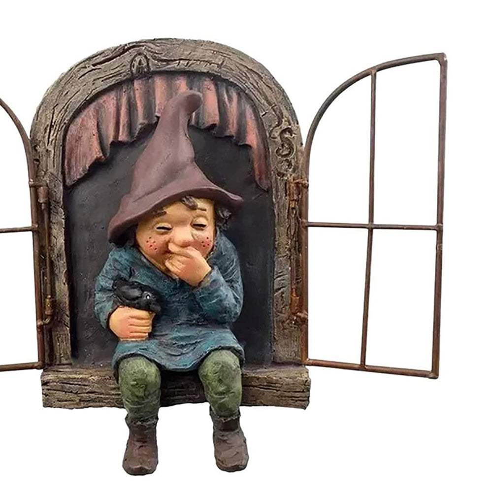 3D Dwarf Statue Outdoor Garden Gnome Resin Doll Figurines Courtyard Craft