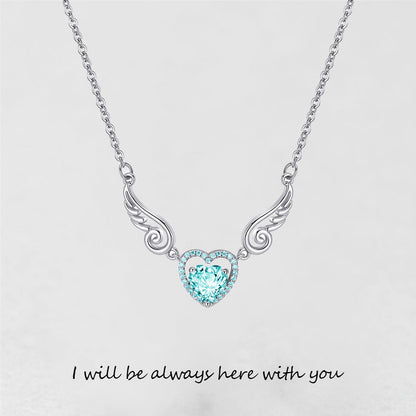 '' I Will Be Always Here With You '' Angel Wing Heart Necklace | Bracelet