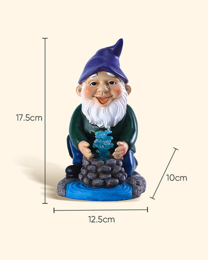 Solar-powered Purple Hat Draw Water Well Garden Gnome