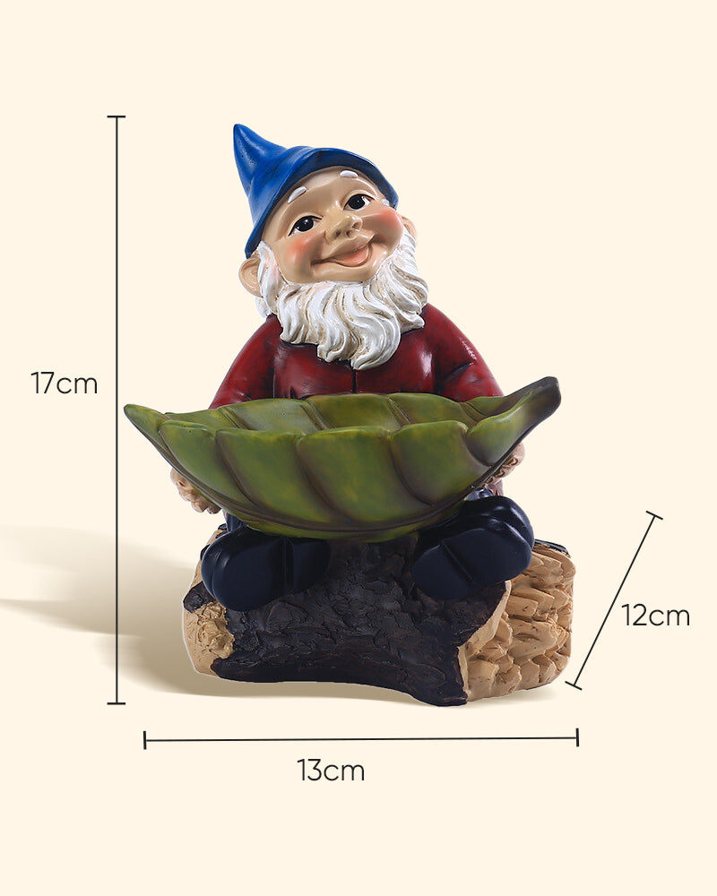 Joyful Blue Hat Garden Gnome Hanging Bird Feeder