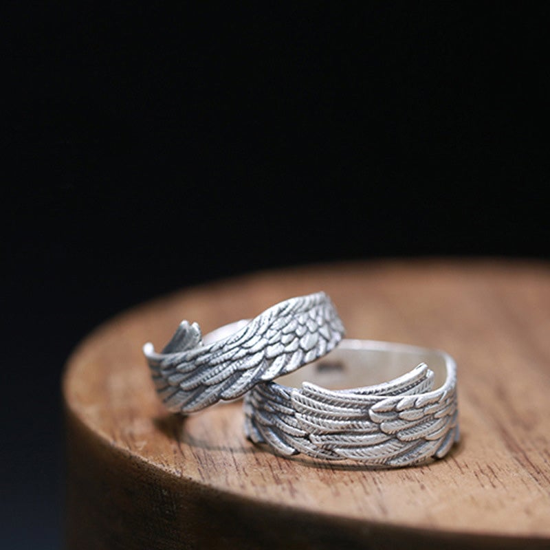 '' I Will Be Always Here With You '' Angel Wing Ring