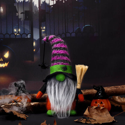 Halloween Witch Gnome with a Broom