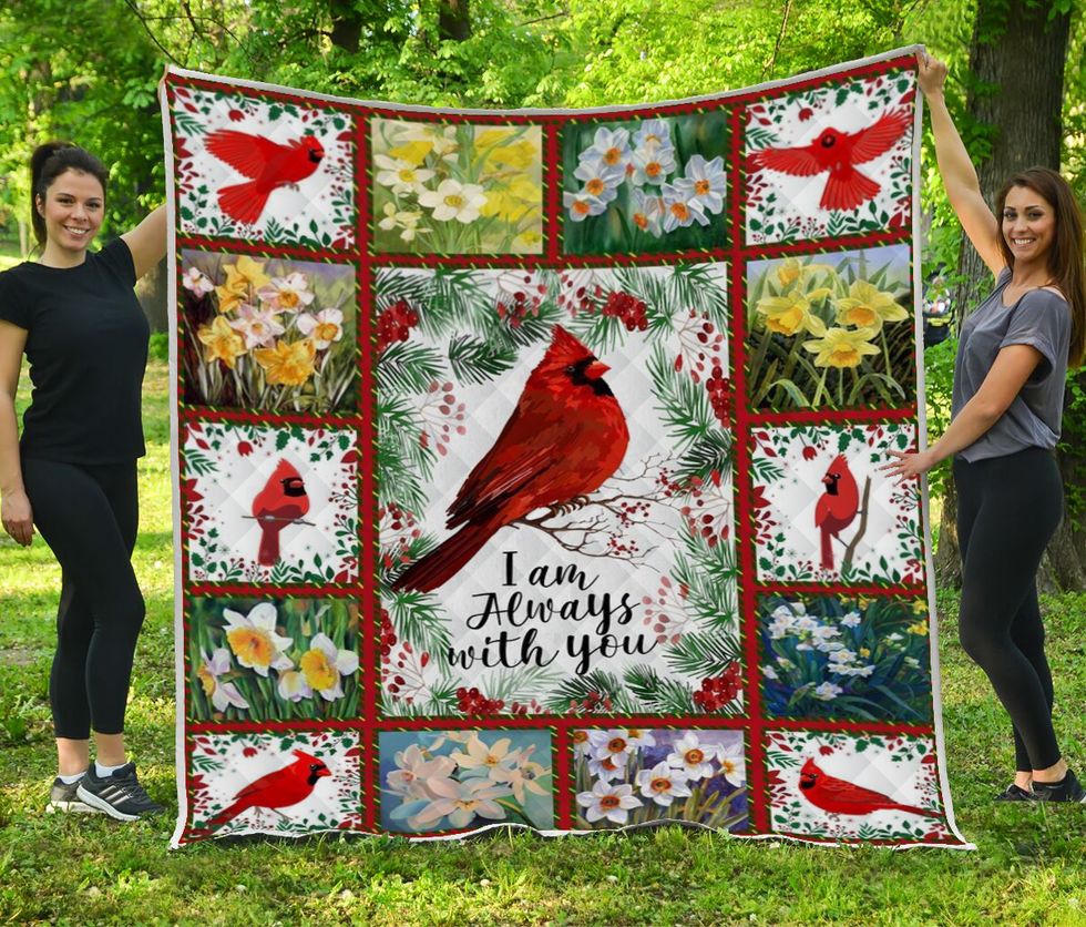 🎁Always With You - Blanket Gift- Cardinals And Daffodils - Revival, Rebirth, Hope, Joy, Resilience, Good luck, Prosperity, Memories, and Forgiveness (49% OFF TODAY)