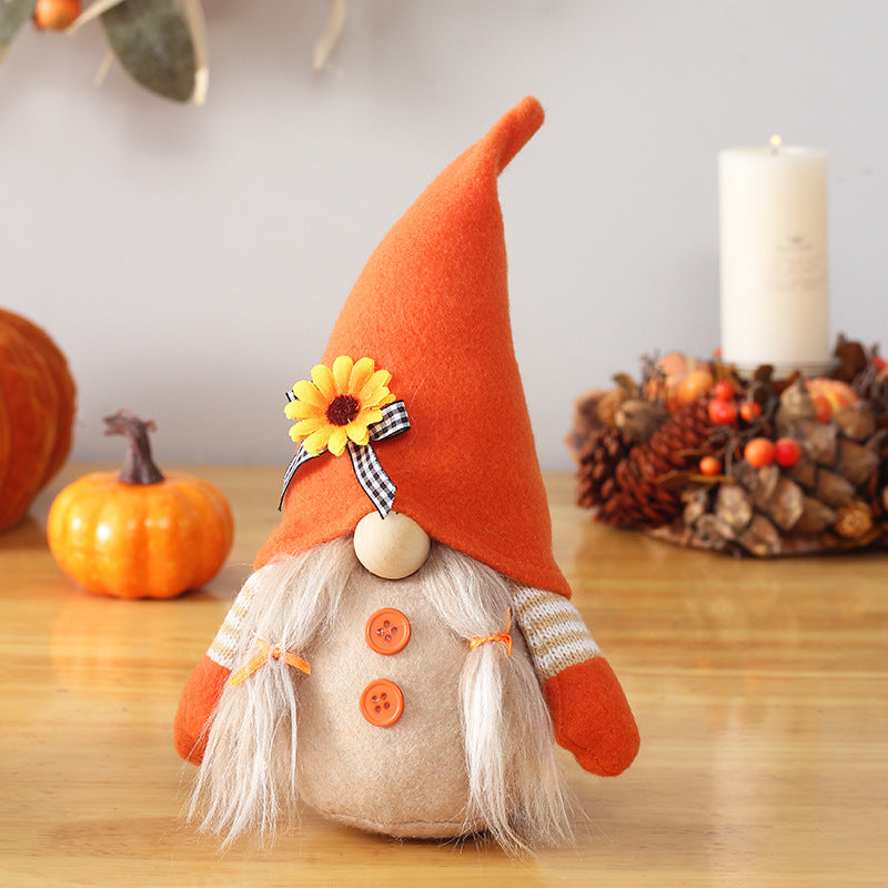 Harvest Sunflower Pumpkin Gnome