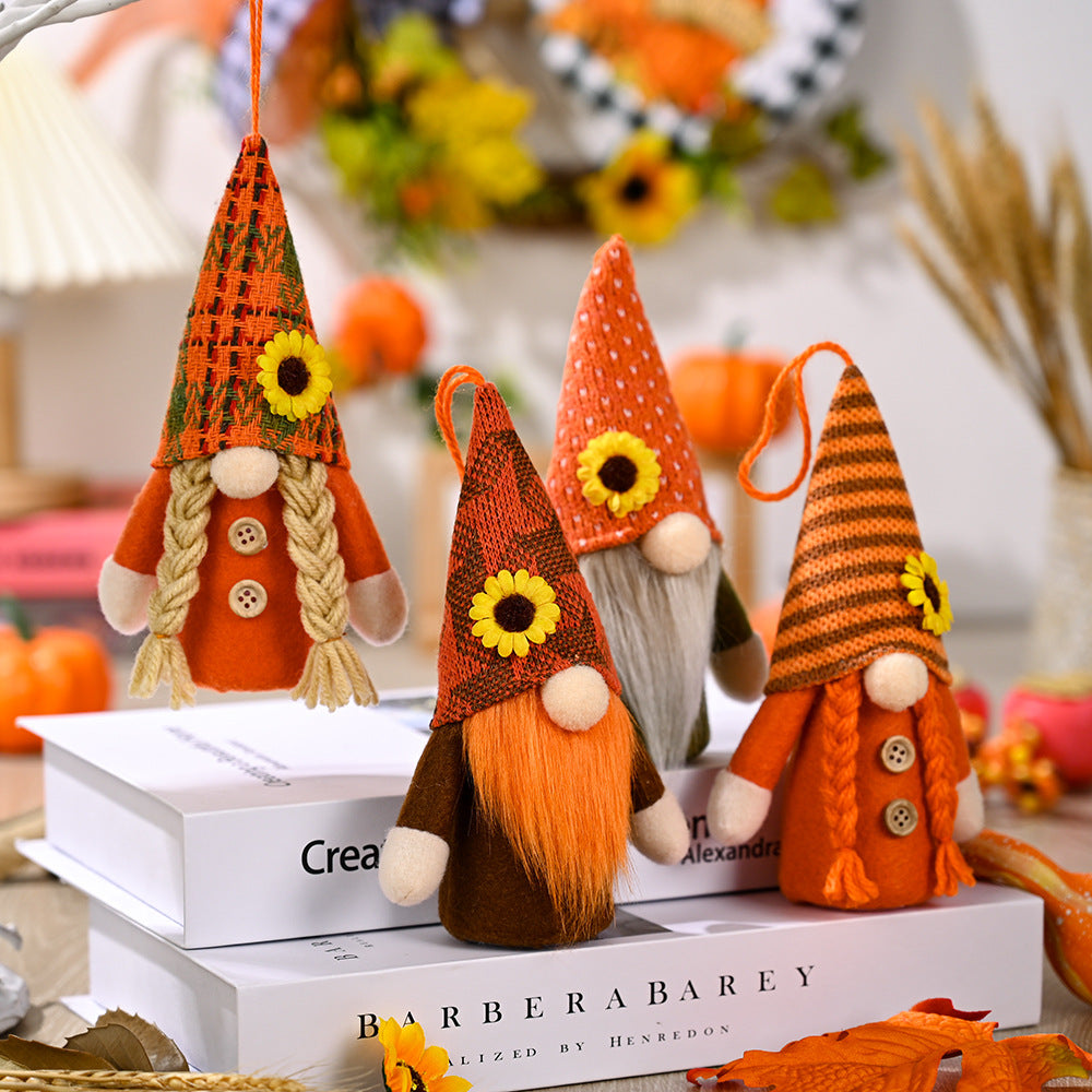 4 Pcs Sunflower Lighted Hanging Gnomes