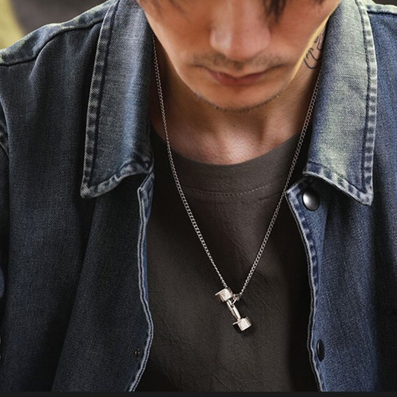 '' Believe you can and you will '' Dumbbell Necklace