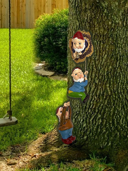 Resin Climbing Dwarfs Sculpture Gnome Art Statue Garden Ornament Home Decor