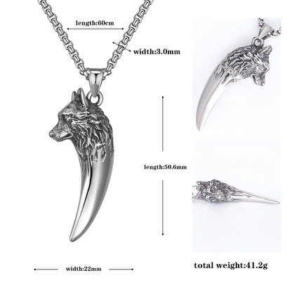 '' Never give up '' Wolf Necklace