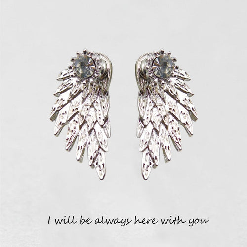 '' I Will Be Always Here With You '' Angel Wing Earrings