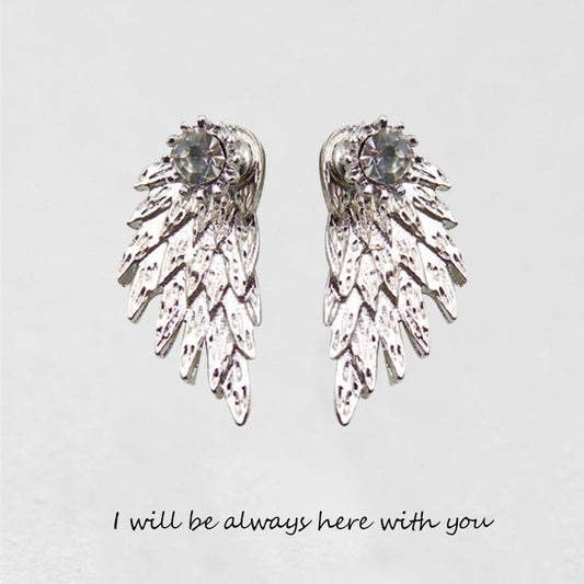 '' I Will Be Always Here With You '' Angel Wing Earrings