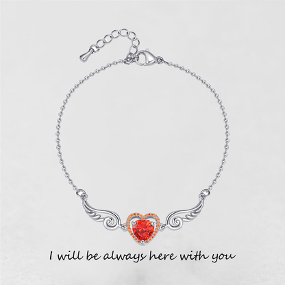 '' I Will Be Always Here With You '' Angel Wing Heart Necklace | Bracelet