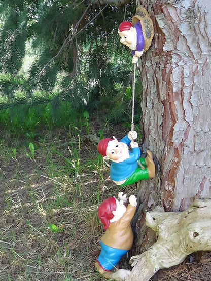 Resin Climbing Dwarfs Sculpture Gnome Art Statue Garden Ornament Home Decor
