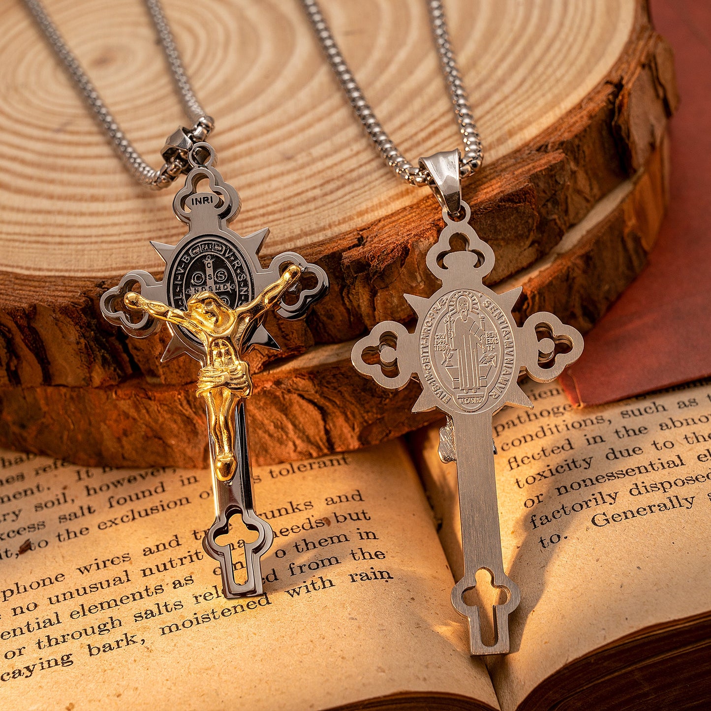 St. Benedict Exorcism Cross Necklace - Bless you and your family