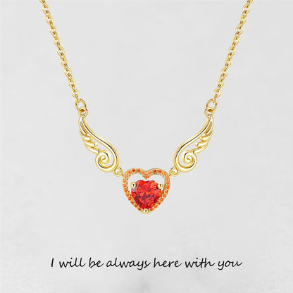 '' I Will Be Always Here With You '' Angel Wing Heart Necklace | Bracelet