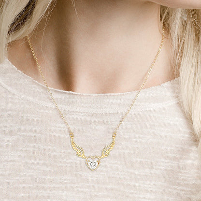 '' I Will Be Always Here With You '' Angel Wing Heart Necklace | Bracelet