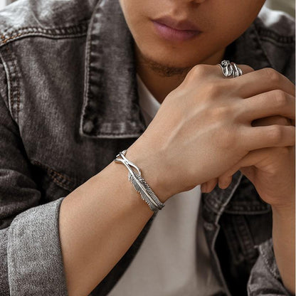 '' I will be always here with you '' Feather Bracelet