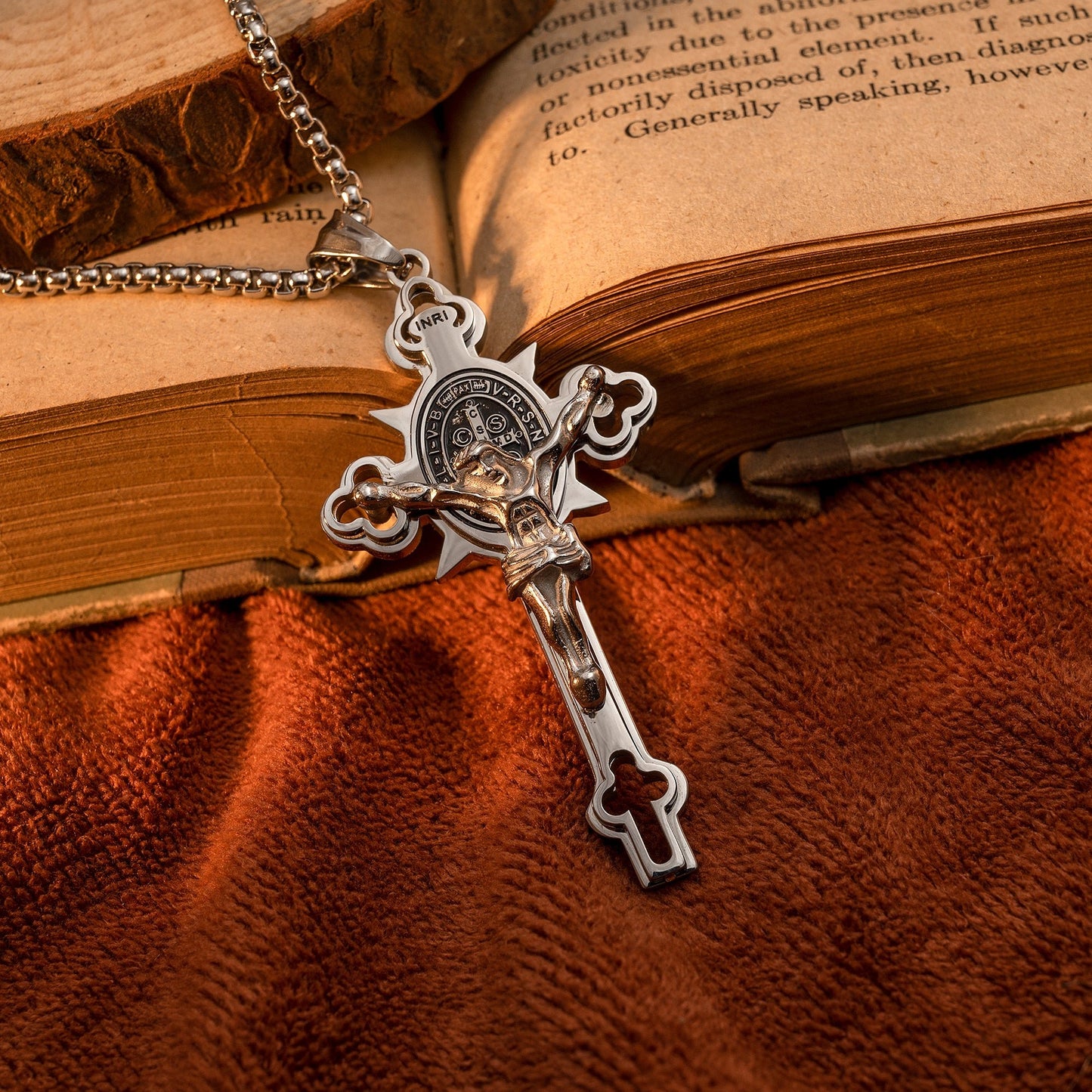 St. Benedict Exorcism Cross Necklace - Bless you and your family