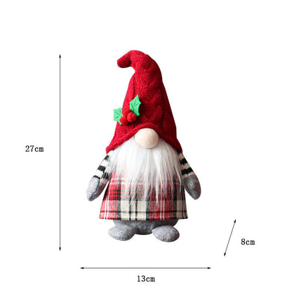 Cute Plush Gnomes With Red Hat And Plaid Apron