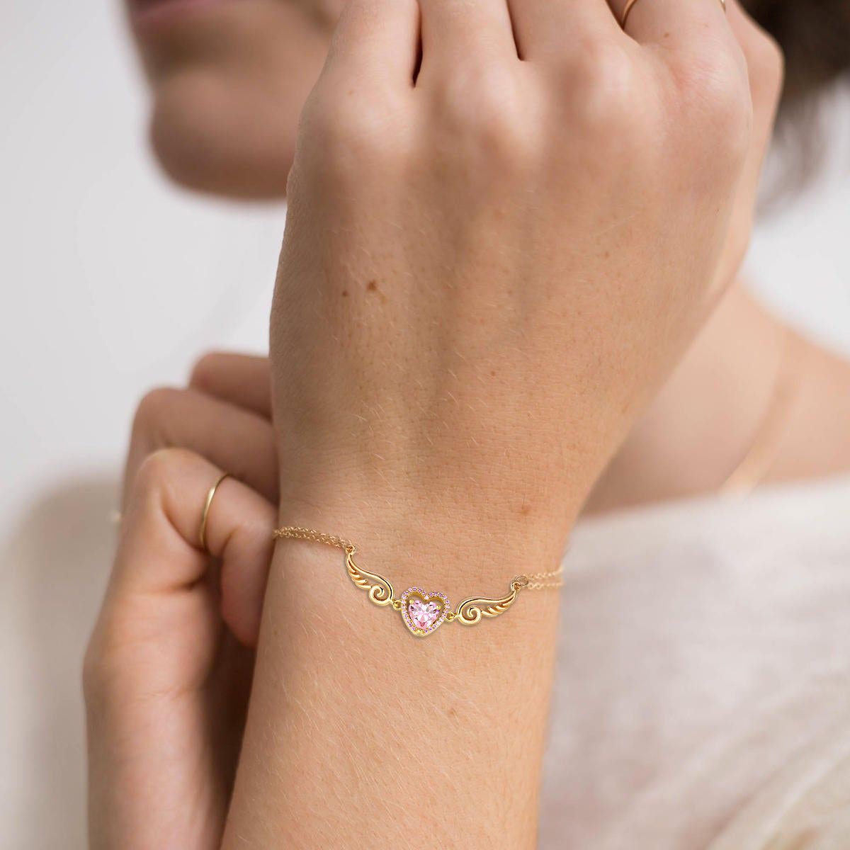 '' I Will Be Always Here With You '' Angel Wing Heart Necklace | Bracelet