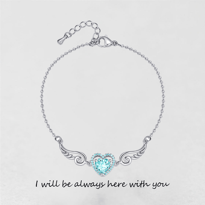 '' I Will Be Always Here With You '' Angel Wing Heart Necklace | Bracelet