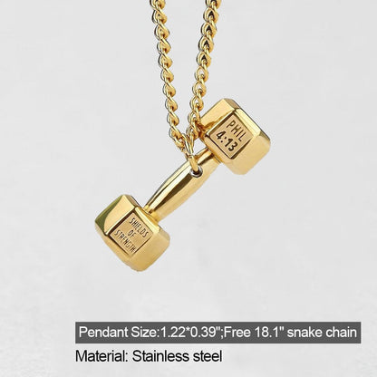 '' Believe you can and you will '' Dumbbell Necklace