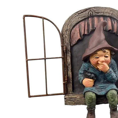 3D Dwarf Statue Outdoor Garden Gnome Resin Doll Figurines Courtyard Craft