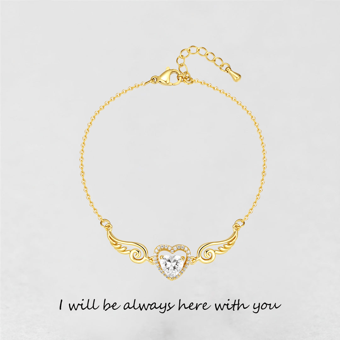 '' I Will Be Always Here With You '' Angel Wing Heart Necklace | Bracelet